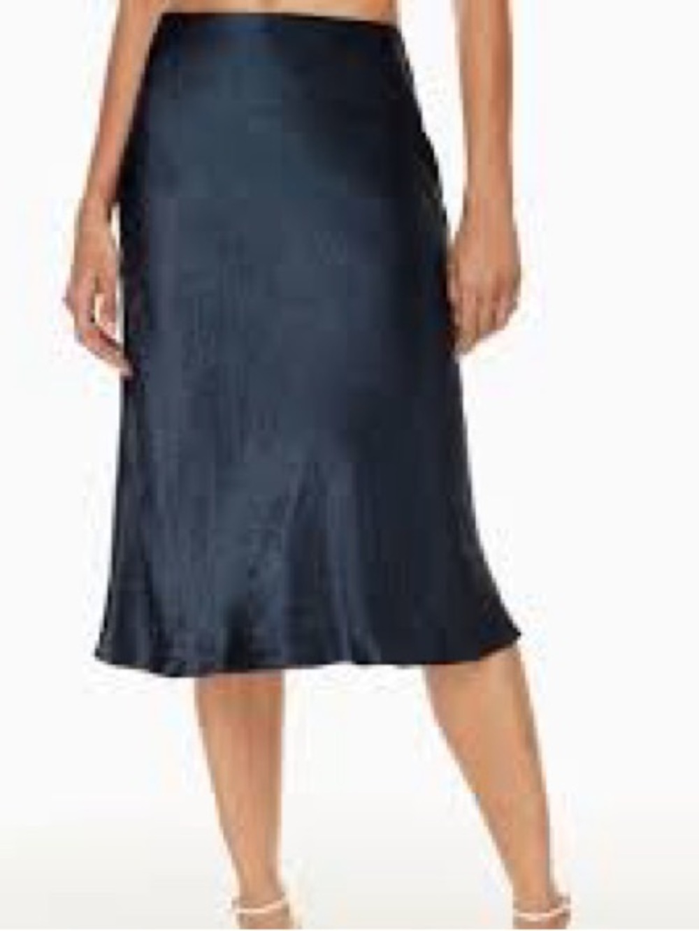Babaton Navy Satin Midi Skirt